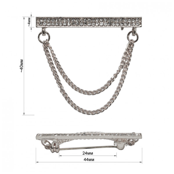 Брошь на булавке, цвет никель